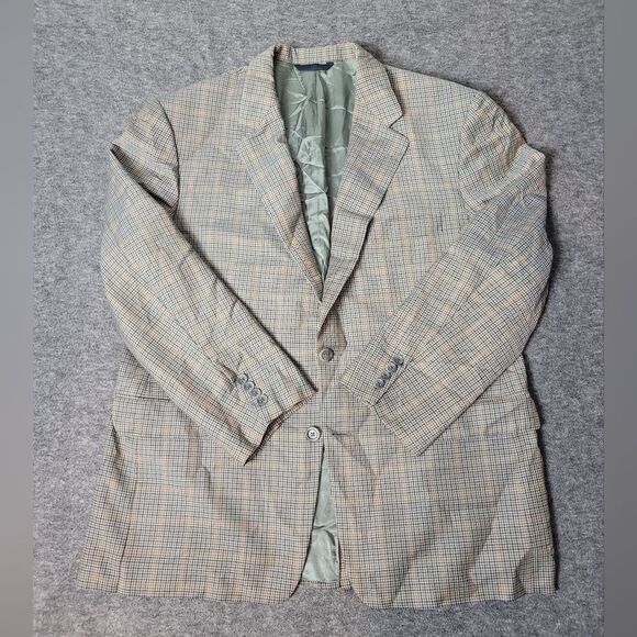 Burberry London Mens 43 S Jacket Glen Check Orange 2 Button Single Vent Blazer - Picture 1 of 15